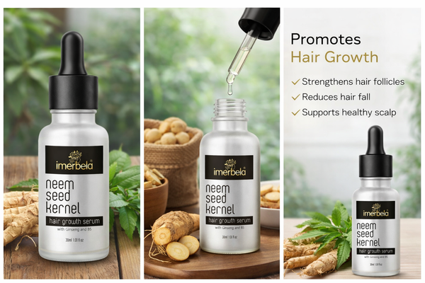 Imerbela Neem Seed Kernel Hair Growth Serum with Ginseng & B5 –  30ml Pack