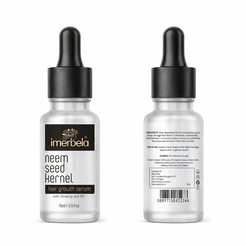 Imerbela Neem Seed Kernel Hair Growth Serum with Ginseng & B5 – 15ml & 30ml Packs