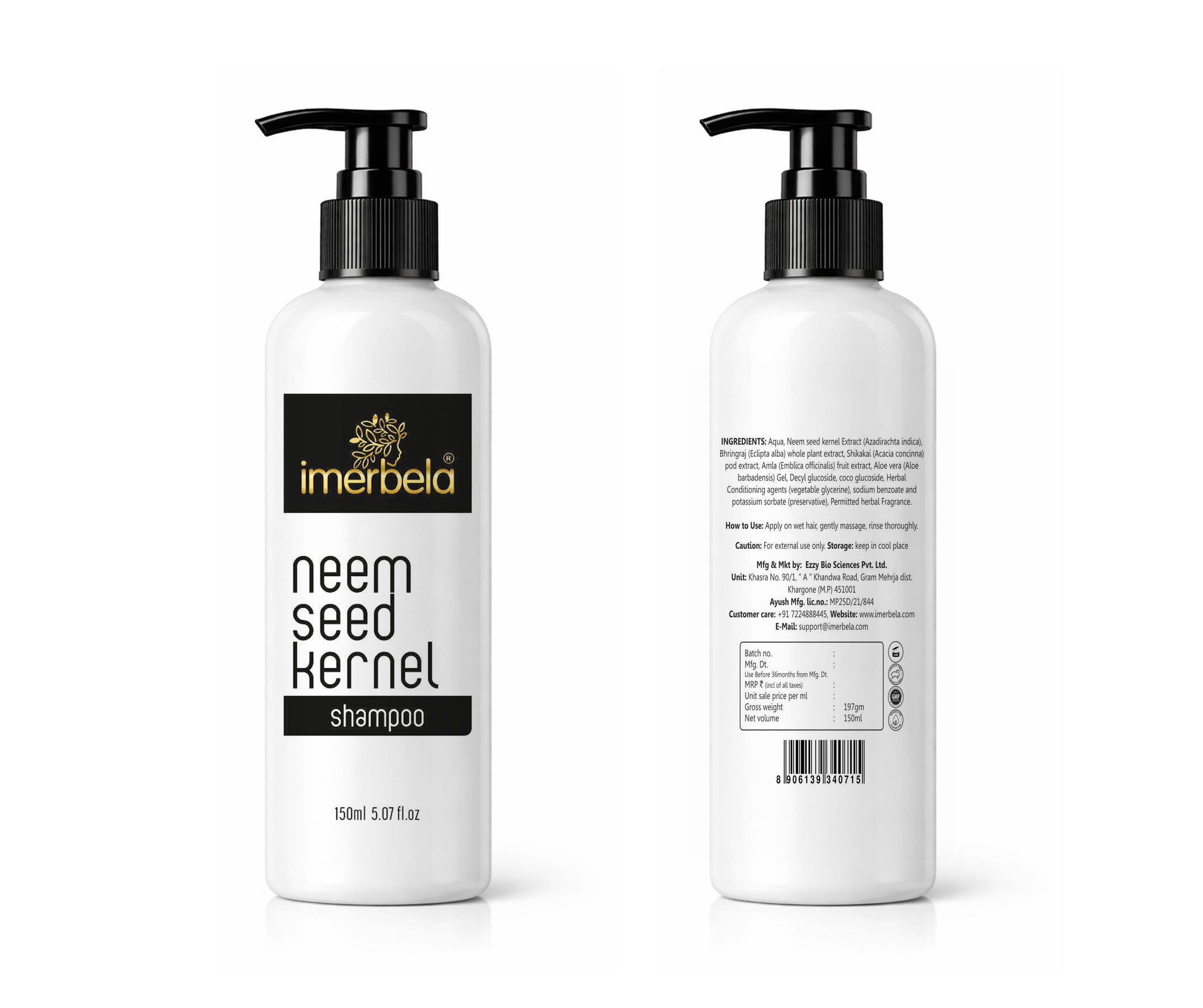 Imerbela Neem Seed Kernel Shampoo – Herbal Anti Hair Fall & Scalp Care Shampoo 150ml